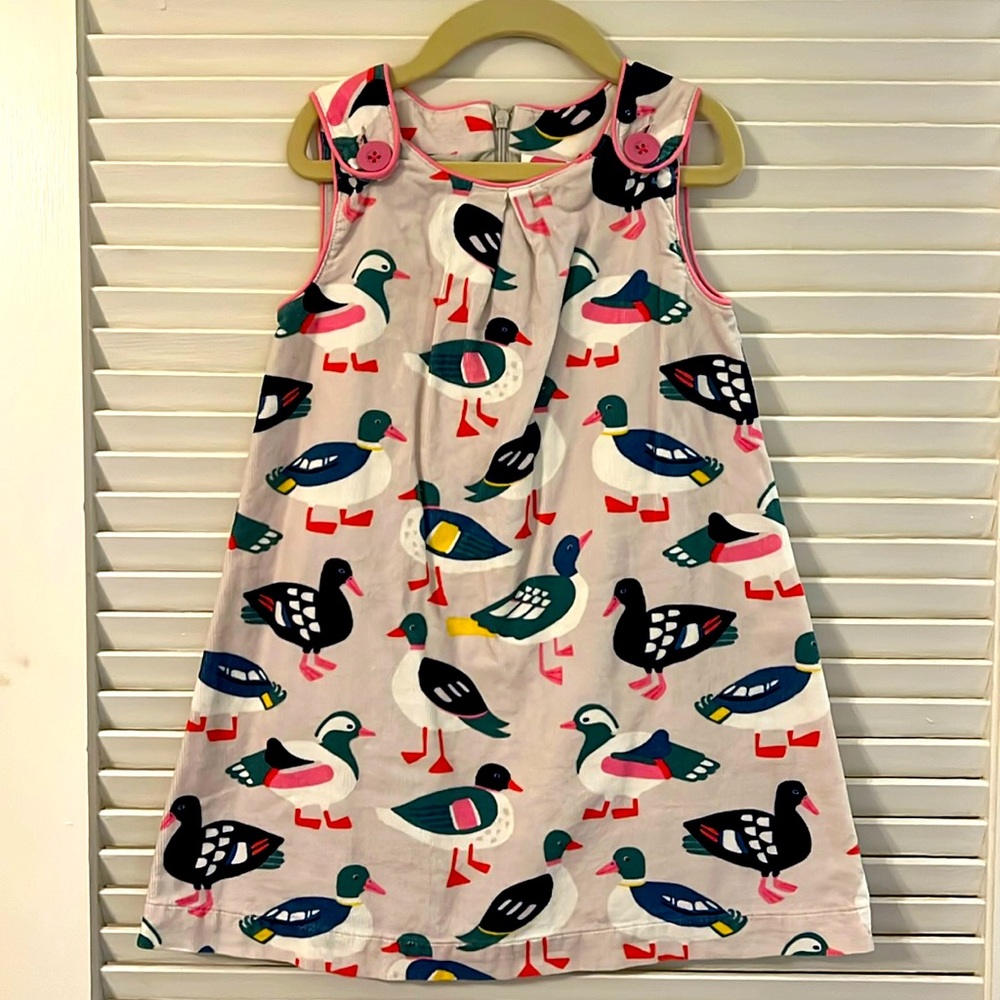 Mini Boden Duck Pinnie Dress Size 5-6 Corduroy